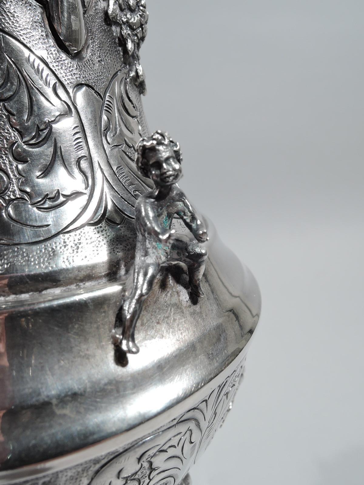 Traditional European Renaissance Silver Wine Ewer on Stand 2