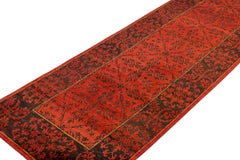 Traditional Floral Brown and Red Hallway Runner Rug - Rosalynn by Joseph Carini
