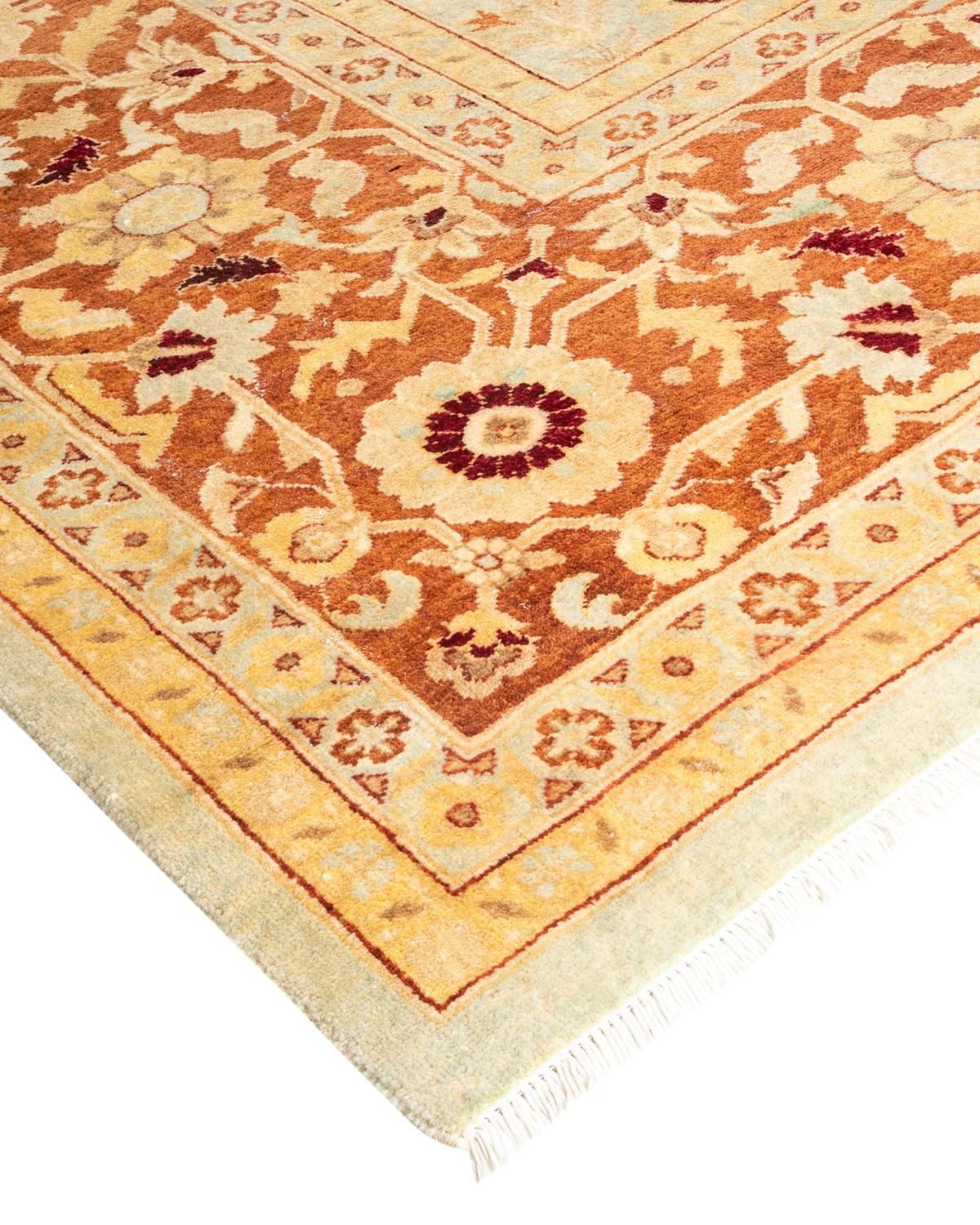 Persian rug-making at its finest inspired the rich colors, elaborate geometric motifs, and botanical detailing of the Serapi collection. With as many as 100 knots per inch, these handcrafted rugs are as durable as they are visually stunning, and