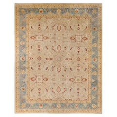 Traditional Floral Hand Knotted Wool Beige Area Rug (Tapis à fleurs traditionnel en laine beige)
