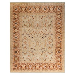 Traditional Floral Hand Knotted Wool Beige Area Rug