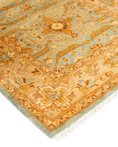 Traditional Floral Hand Knotted Wool Blue Runner