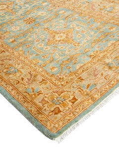 Traditional Floral Hand Knotted Wool Blue Runner