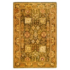 Traditional Floral Hand Knotted Wool Gold Area Rug