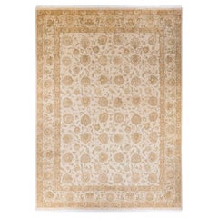 Traditional Floral Hand Knotted Wool Ivory Area Rug