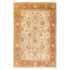 Traditional Floral Hand Knotted Wool Ivory Area Rug