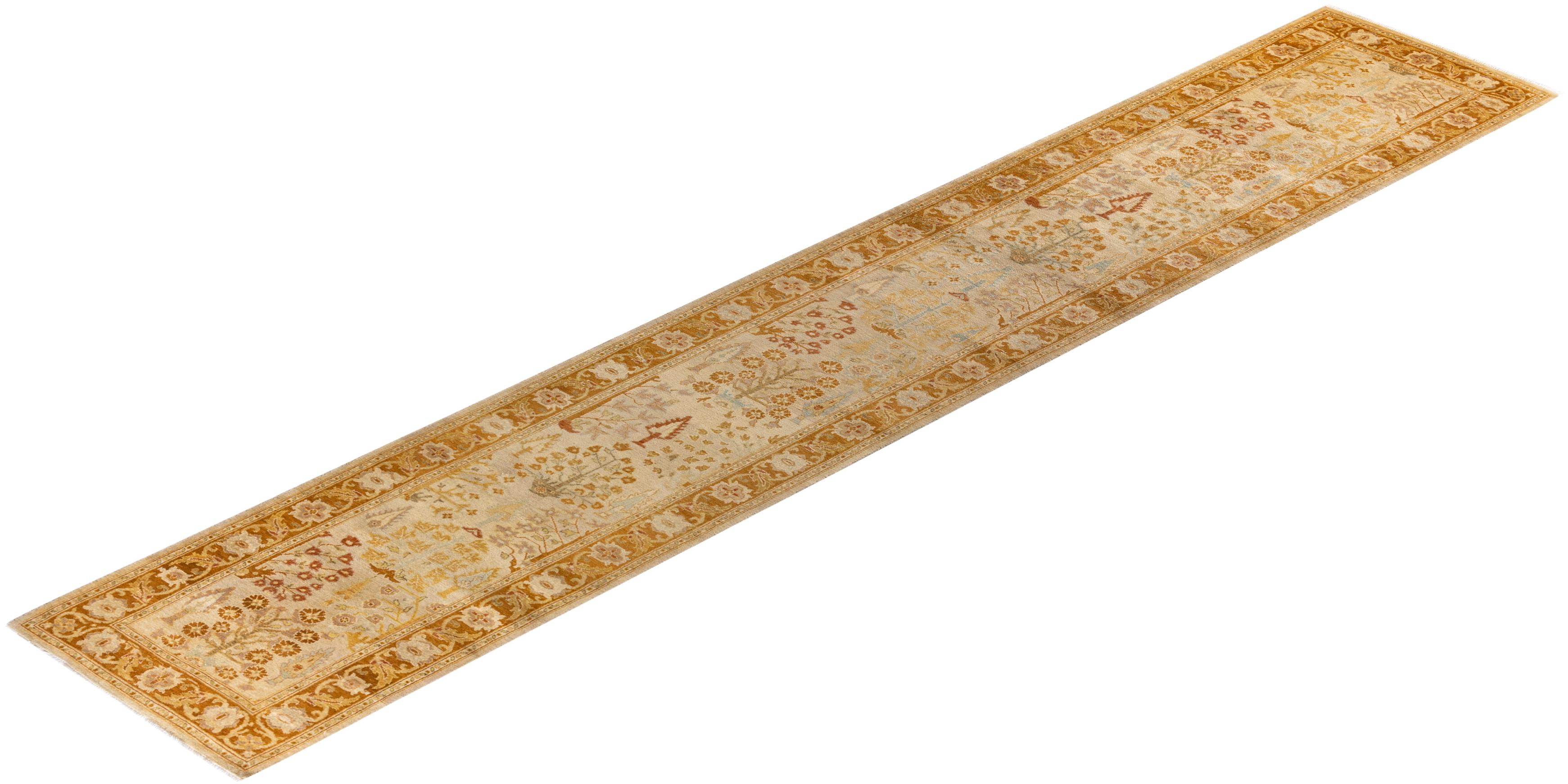 Chemin de table traditionnel en laine nouée à la main Ivory Runner en vente 2