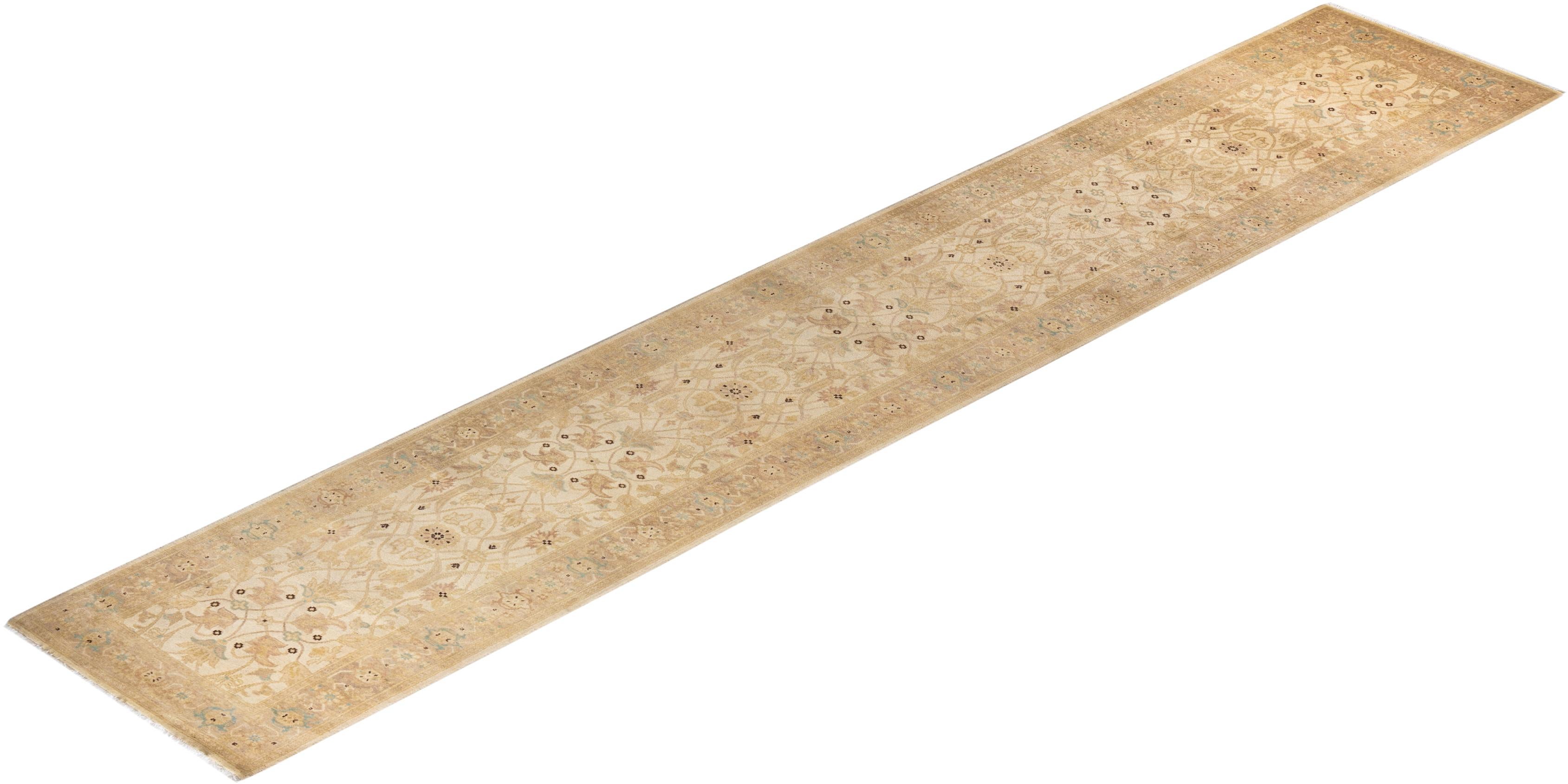 Chemin de table traditionnel en laine nouée à la main Ivory Runner en vente 2
