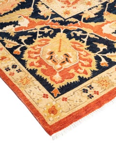 Traditioneller floraler handgeknüpfter Wollteppich in Rot