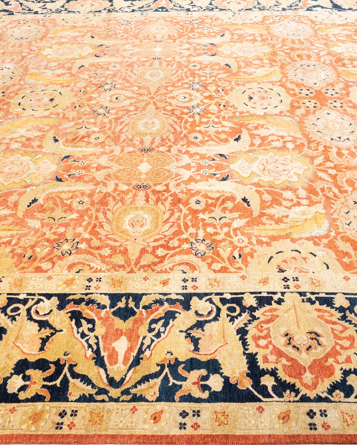 Traditional Floral Hand Knotted Wool Red Area Rug In New Condition For Sale In Norwalk, CT
