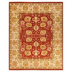 Tapis traditionnel floral en laine nouée à la main, rouge