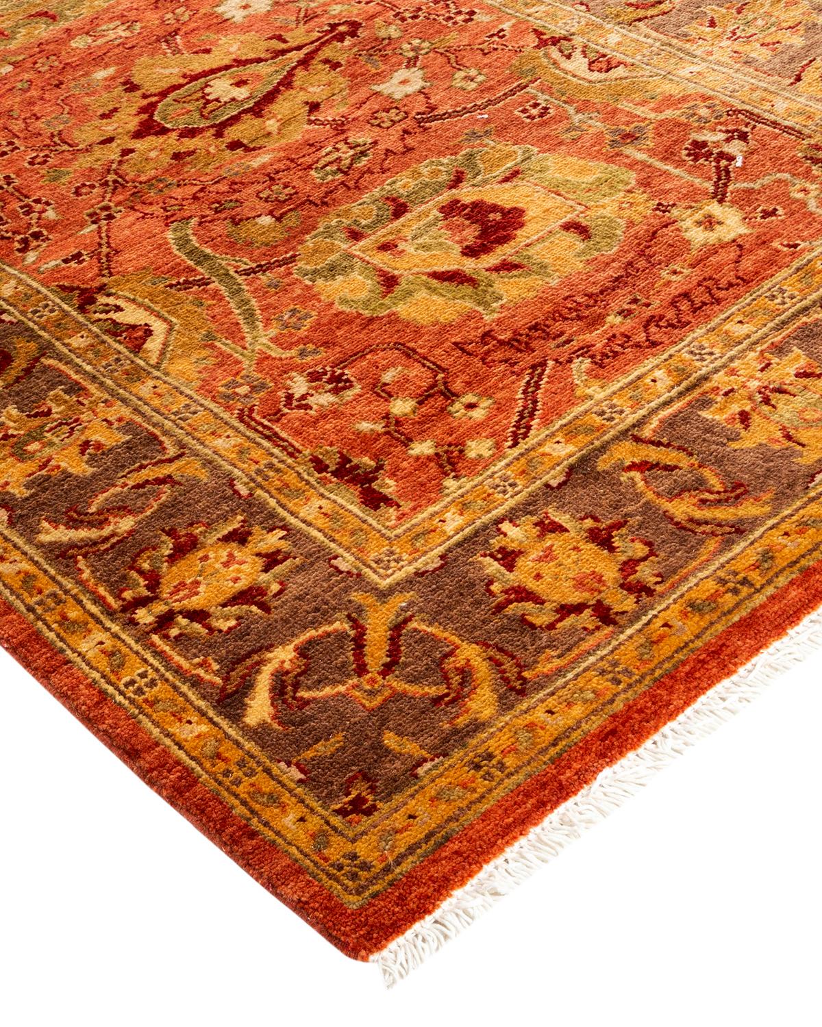 Persian rug-making at its finest inspired the rich colors, elaborate geometric motifs, and botanical detailing of the Serapi collection. With as many as 100 knots per inch, these handcrafted rugs are as durable as they are visually stunning, and