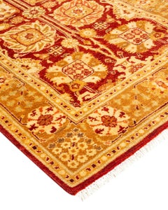 Traditional Floral Hand Knotted Wool Red Runner