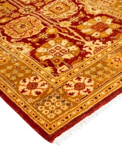 Traditional Floral Hand Knotted Wool Red Runner