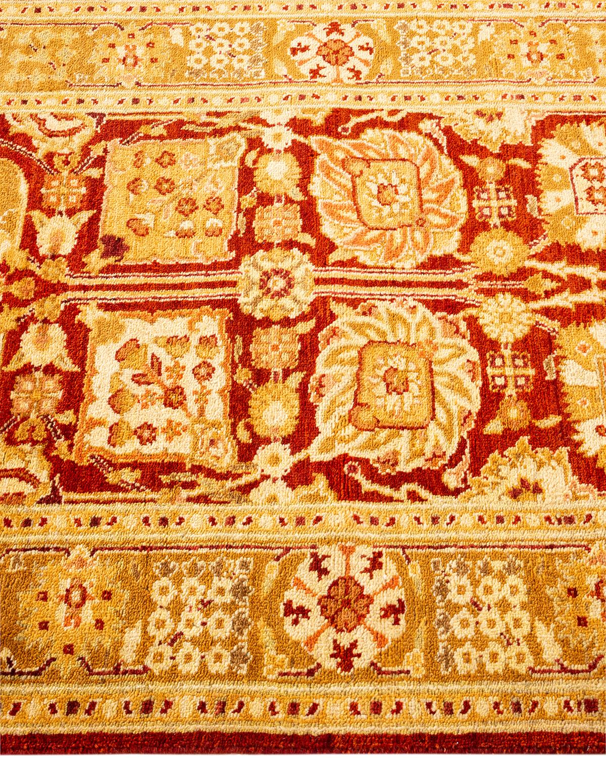 Traditional Floral Hand Knotted Wool Red Runner In New Condition For Sale In Norwalk, CT