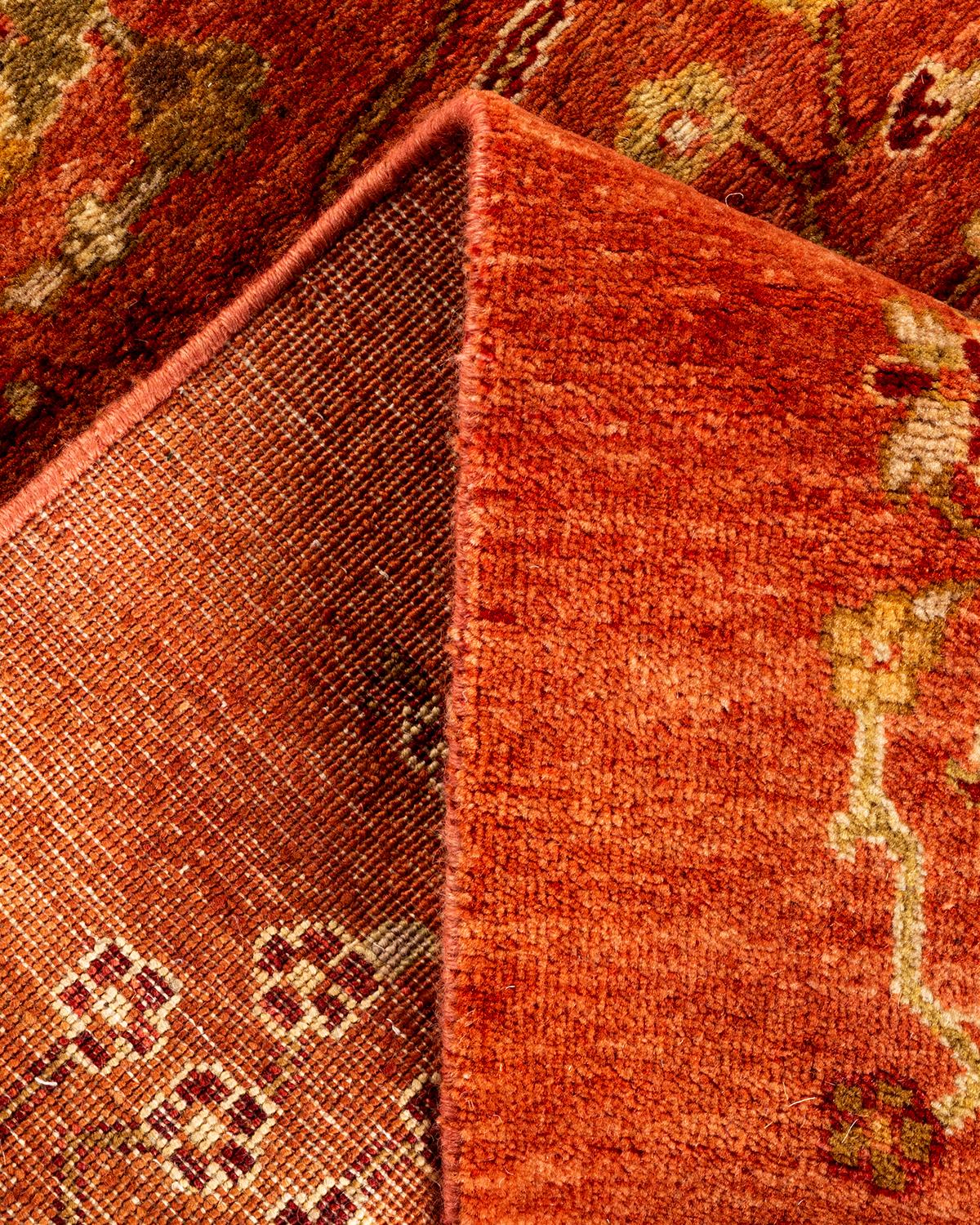 Laine Chemin de table traditionnel en laine nouée à la main rouge avec fleurs en vente