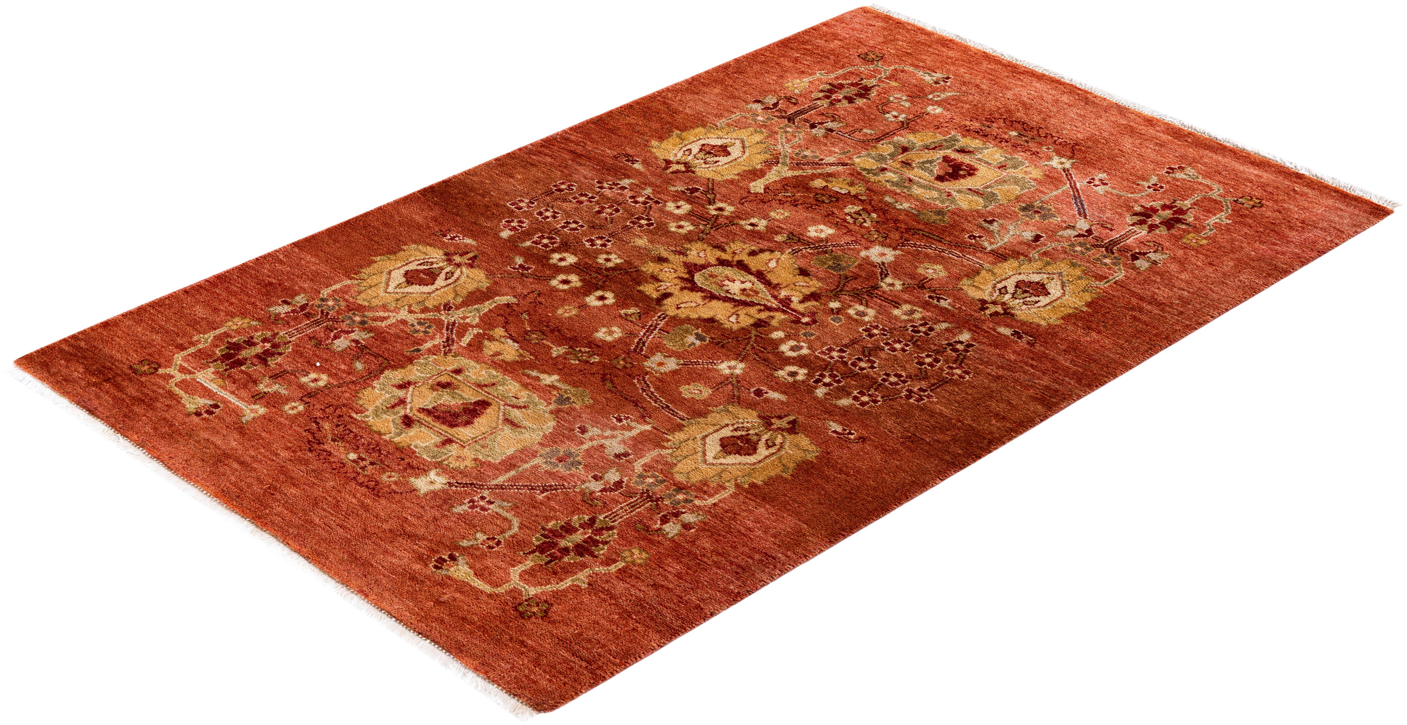 Traditional Floral Hand Knotted Wool Red Runner 3