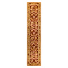 Traditional Floral Hand Knotted Wool Red Runner