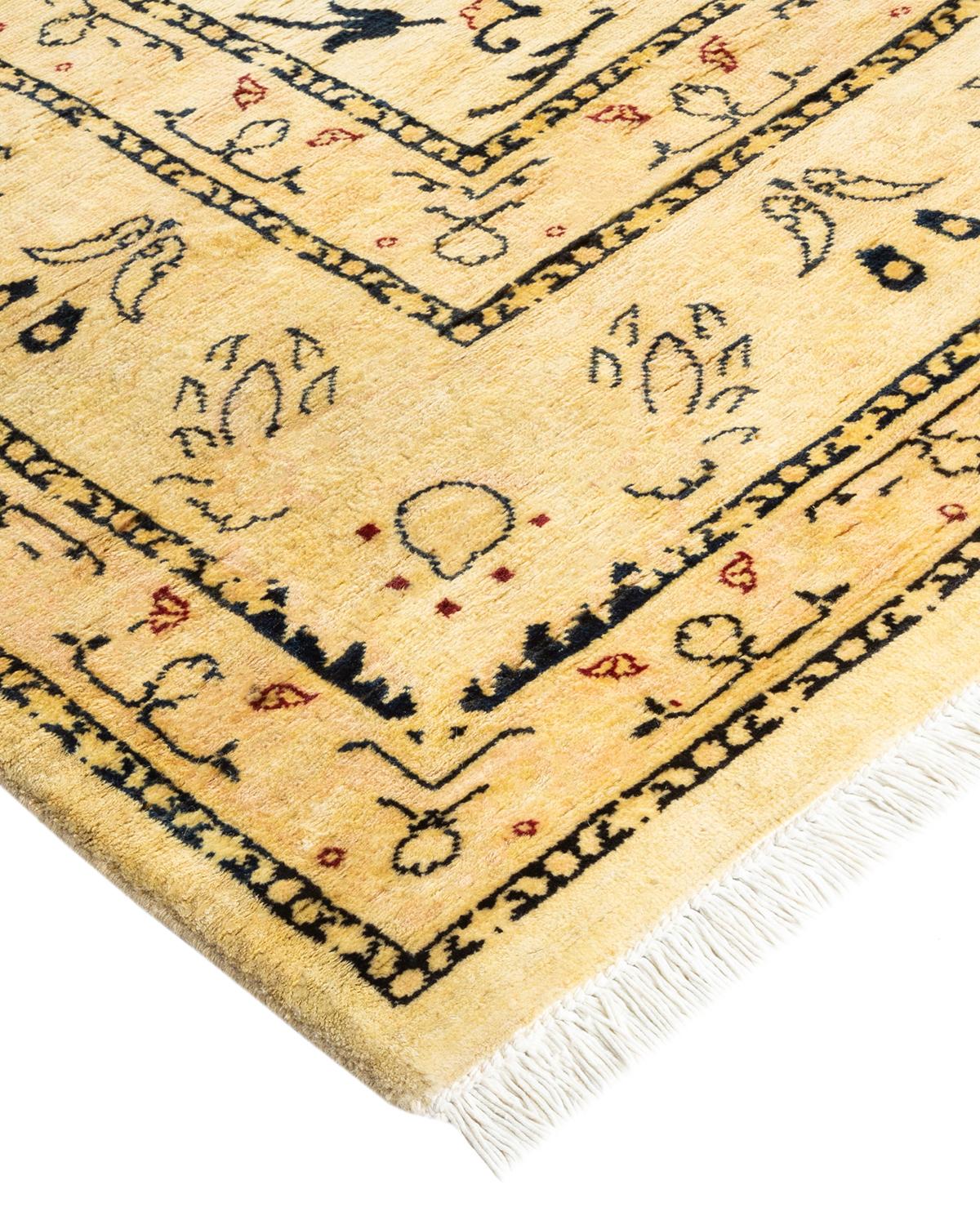 Persian rug-making at its finest inspired the rich colors, elaborate geometric motifs, and botanical detailing of the Serapi collection. With as many as 100 knots per inch, these handcrafted rugs are as durable as they are visually stunning, and