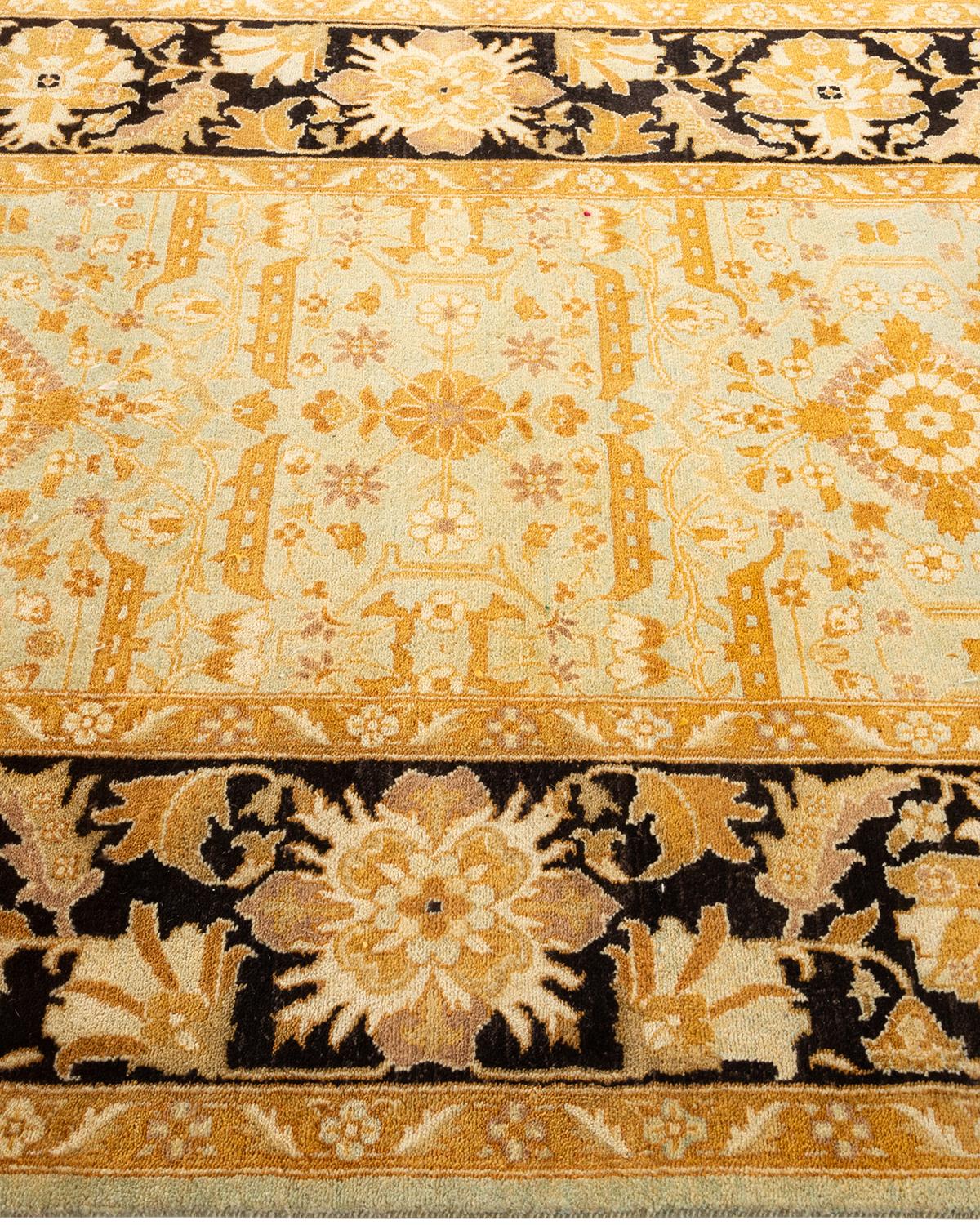 Traditional Floral Hand Knotted Wool Yellow Area Rug In New Condition For Sale In Norwalk, CT