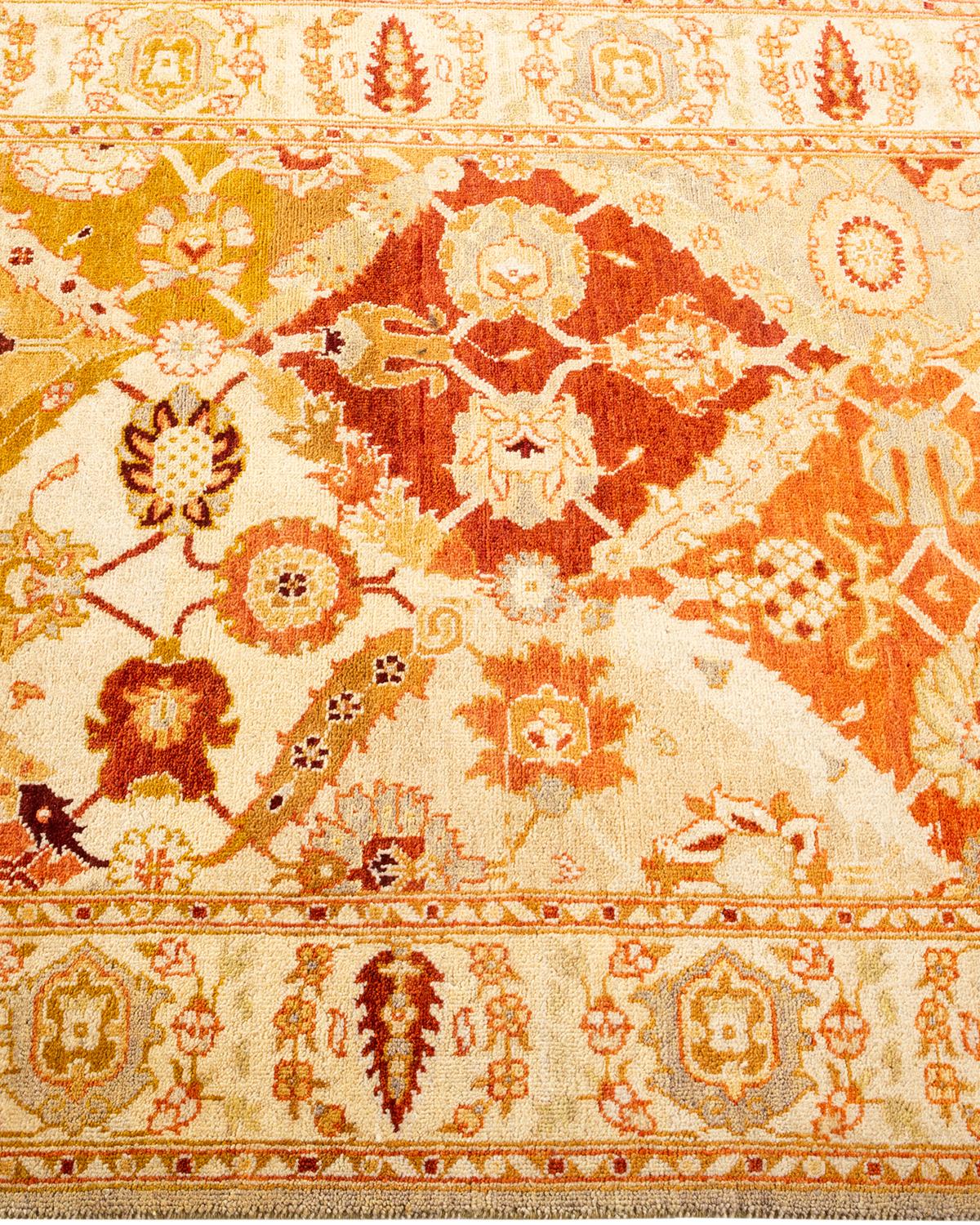 Traditional Floral Hand Knotted Wool Yellow Area Rug In New Condition For Sale In Norwalk, CT