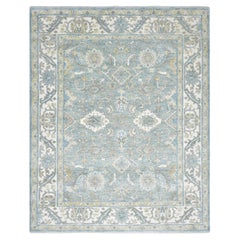 Traditional Floral Hand Made Blue Area Rug 9' 0" x 12' 0"