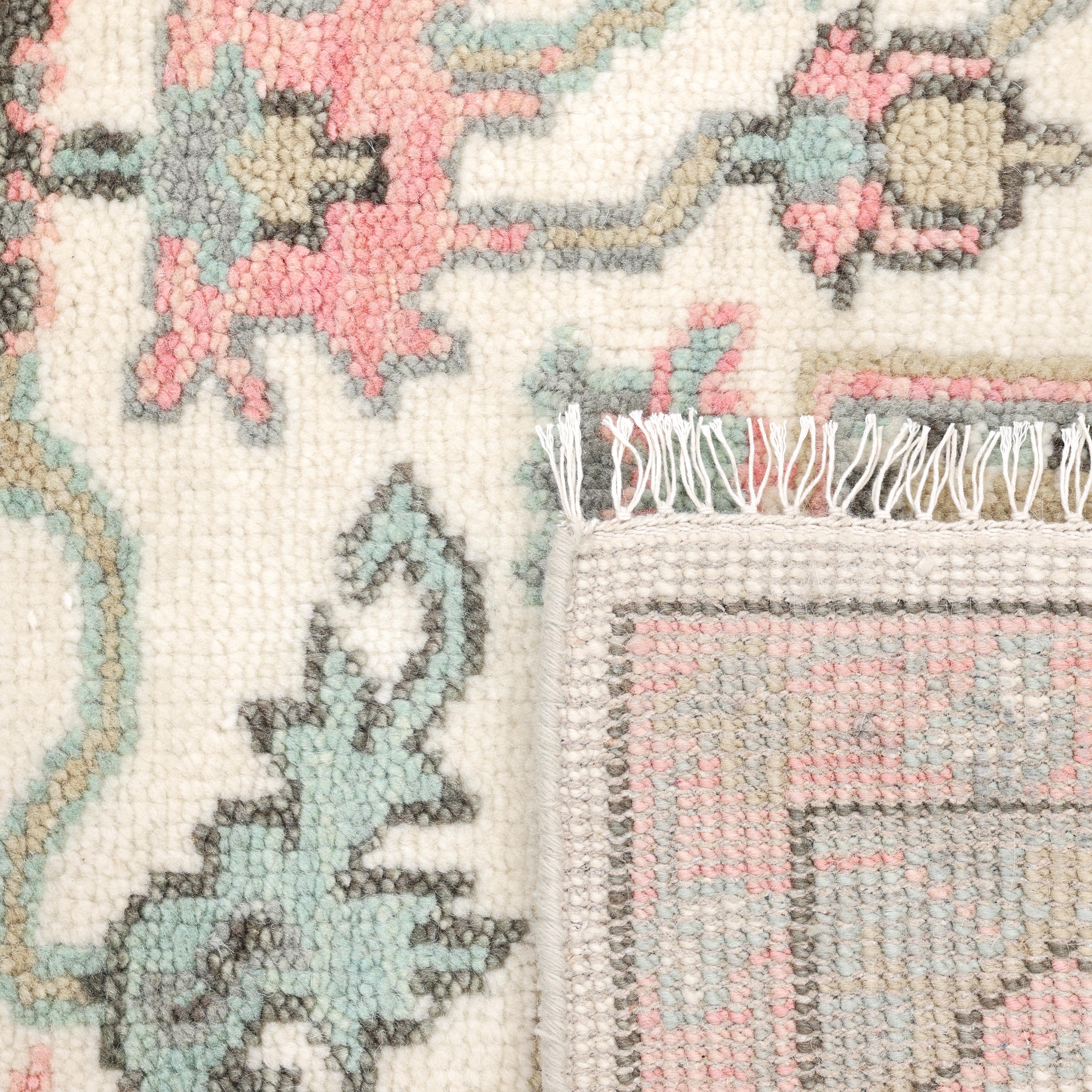 Traditional Floral Hand Made Ivory Area Rug 3' 0