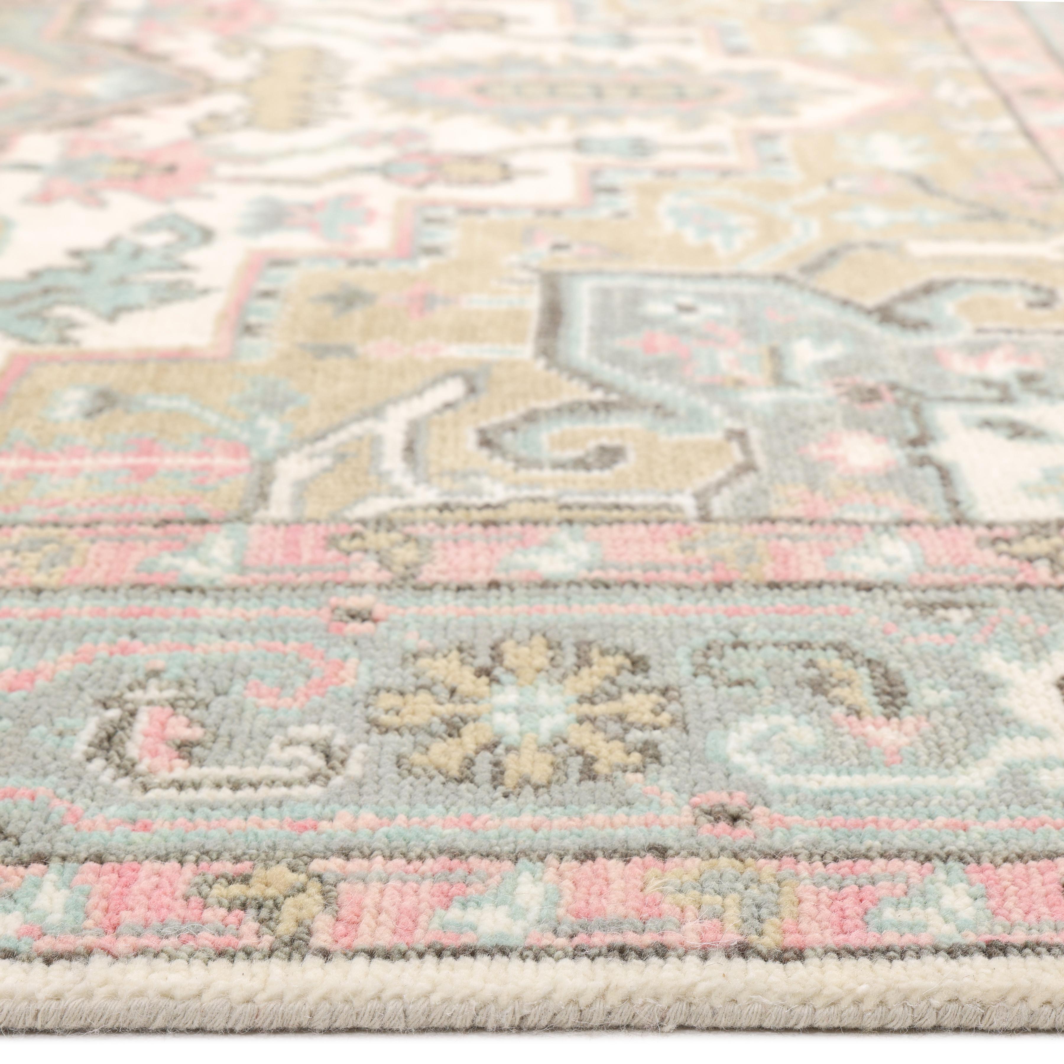 Wool Traditional Floral Hand Made Ivory Area Rug 3' 0