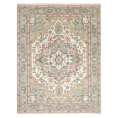 Traditional Floral Hand Made Ivory Area Rug 5' 0" x 8' 0"