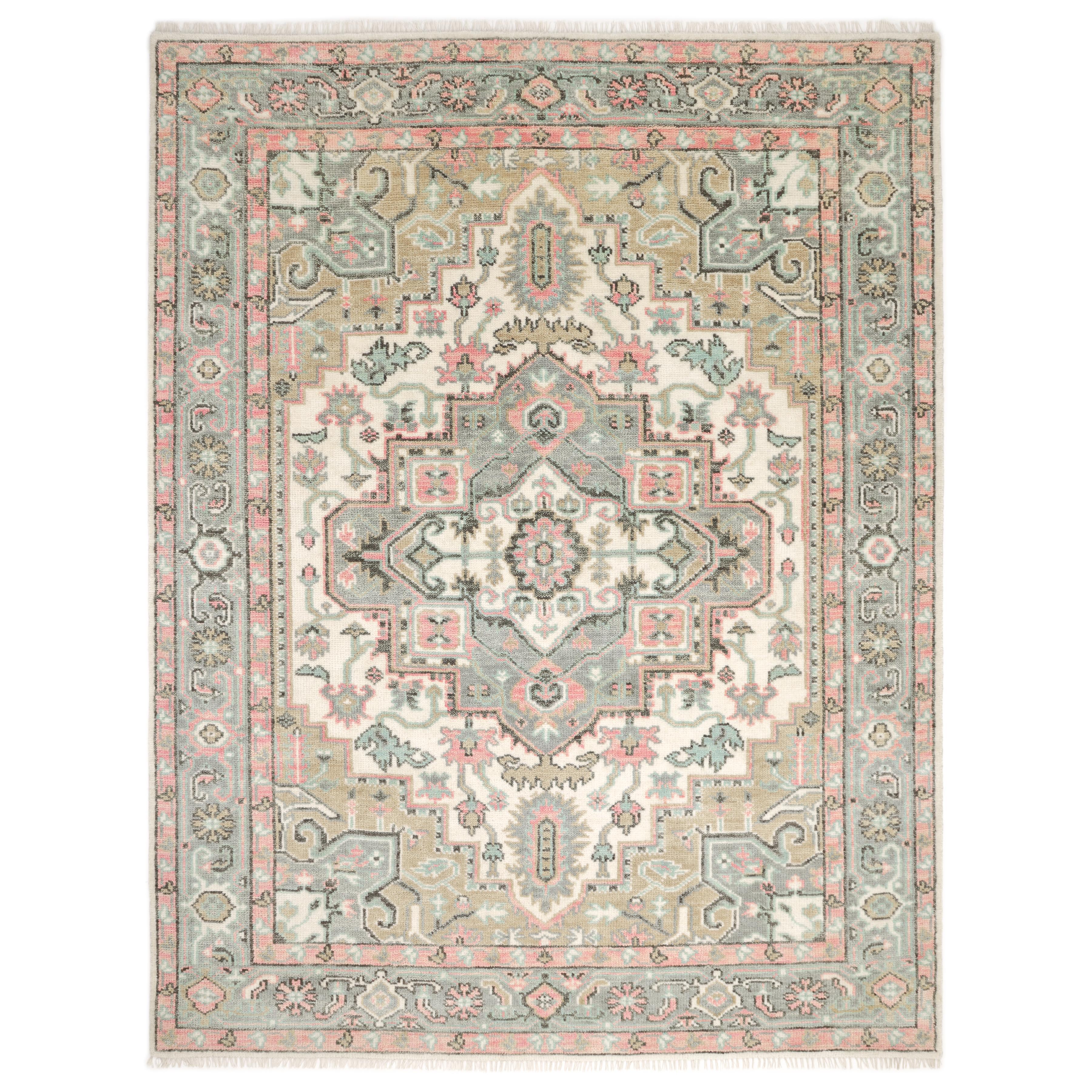 Traditional Floral Hand Made Ivory Area Rug 8' 0" x 10' 0"
