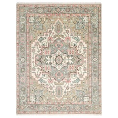 Traditional Floral Hand Made Ivory Area Rug 8' 0" x 10' 0"