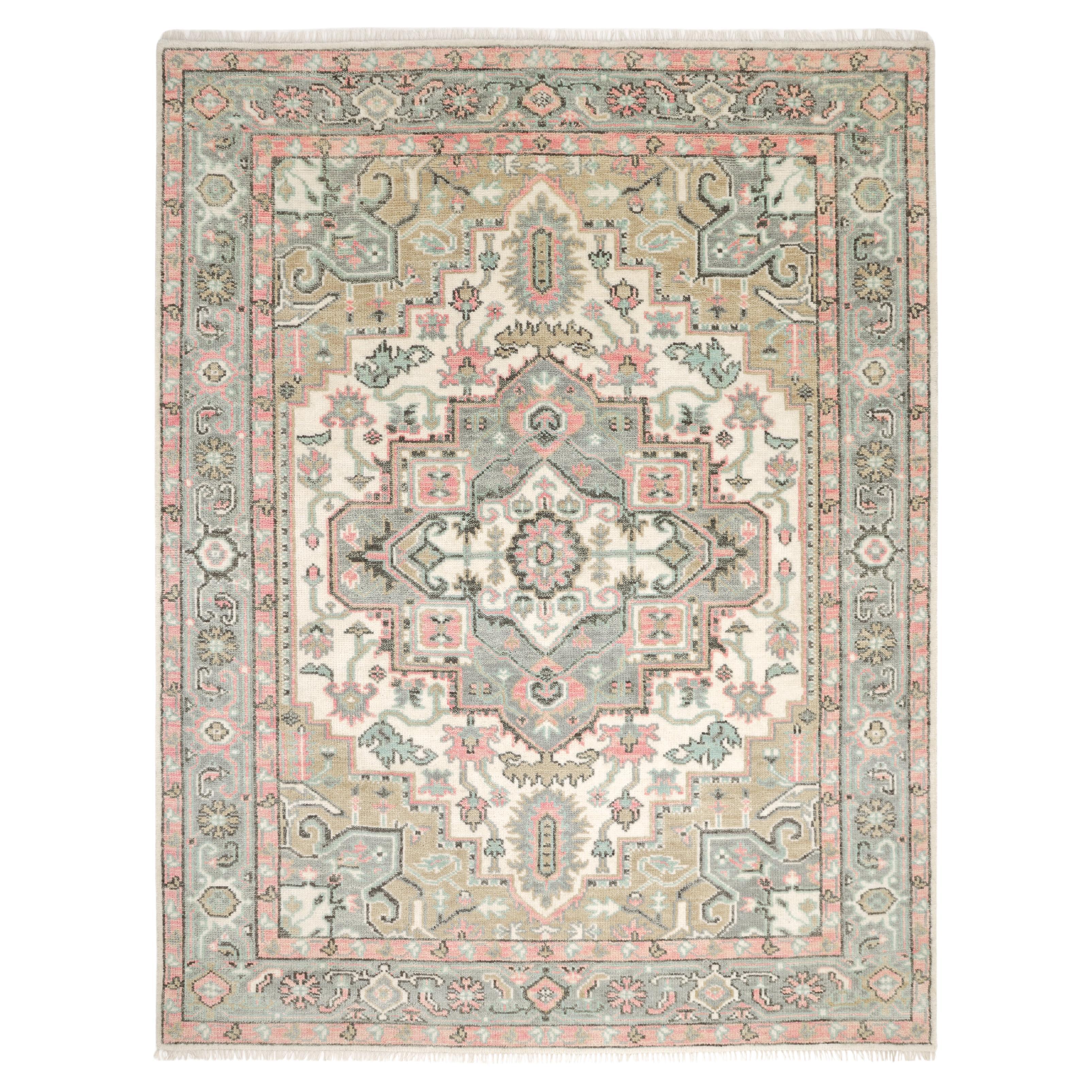 Traditional Floral Hand Made Ivory Area Rug 9' 0" x 12' 0"