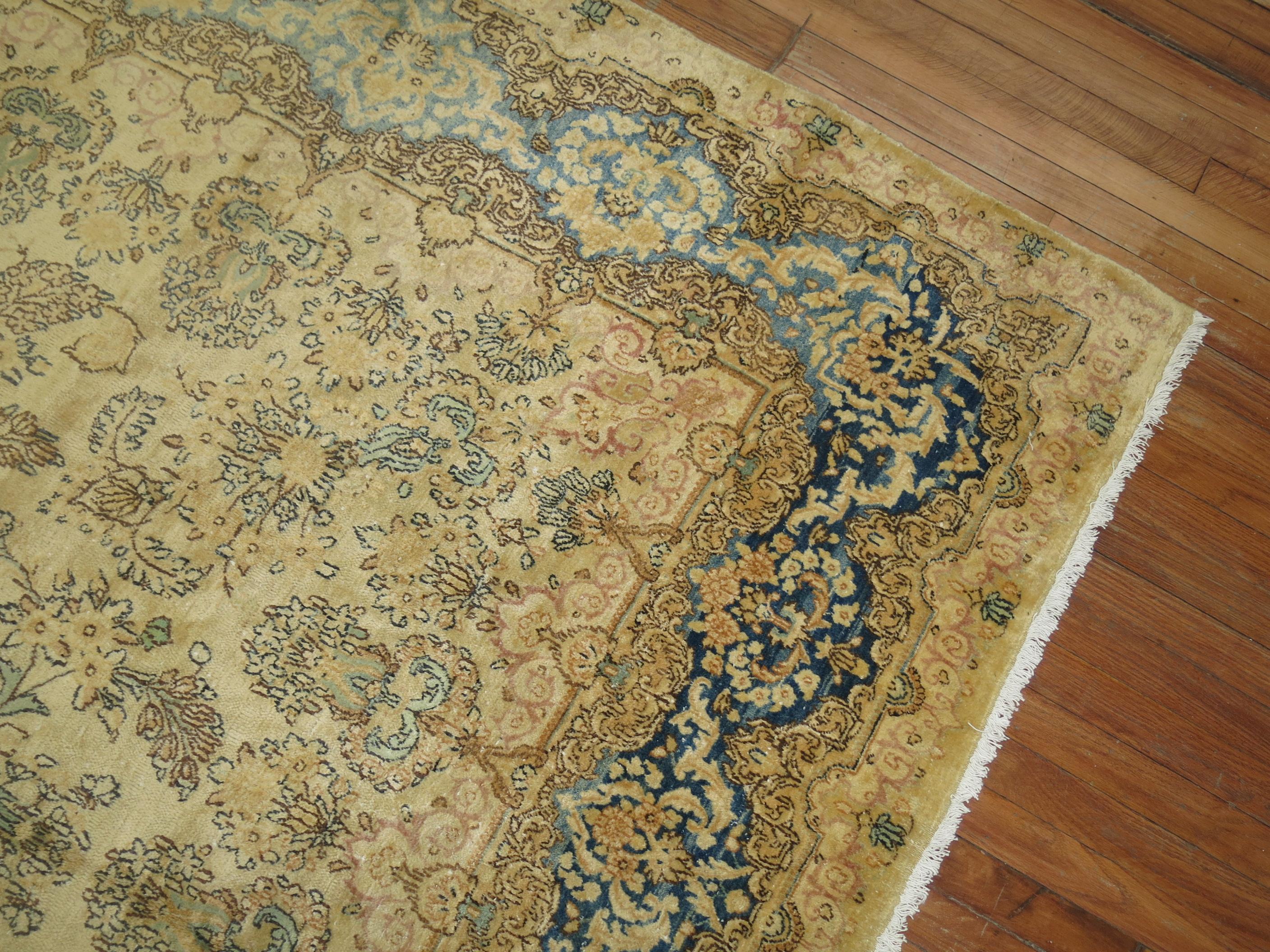 Traditional Floral Persian Kirman Room Size Rug For Sale 2