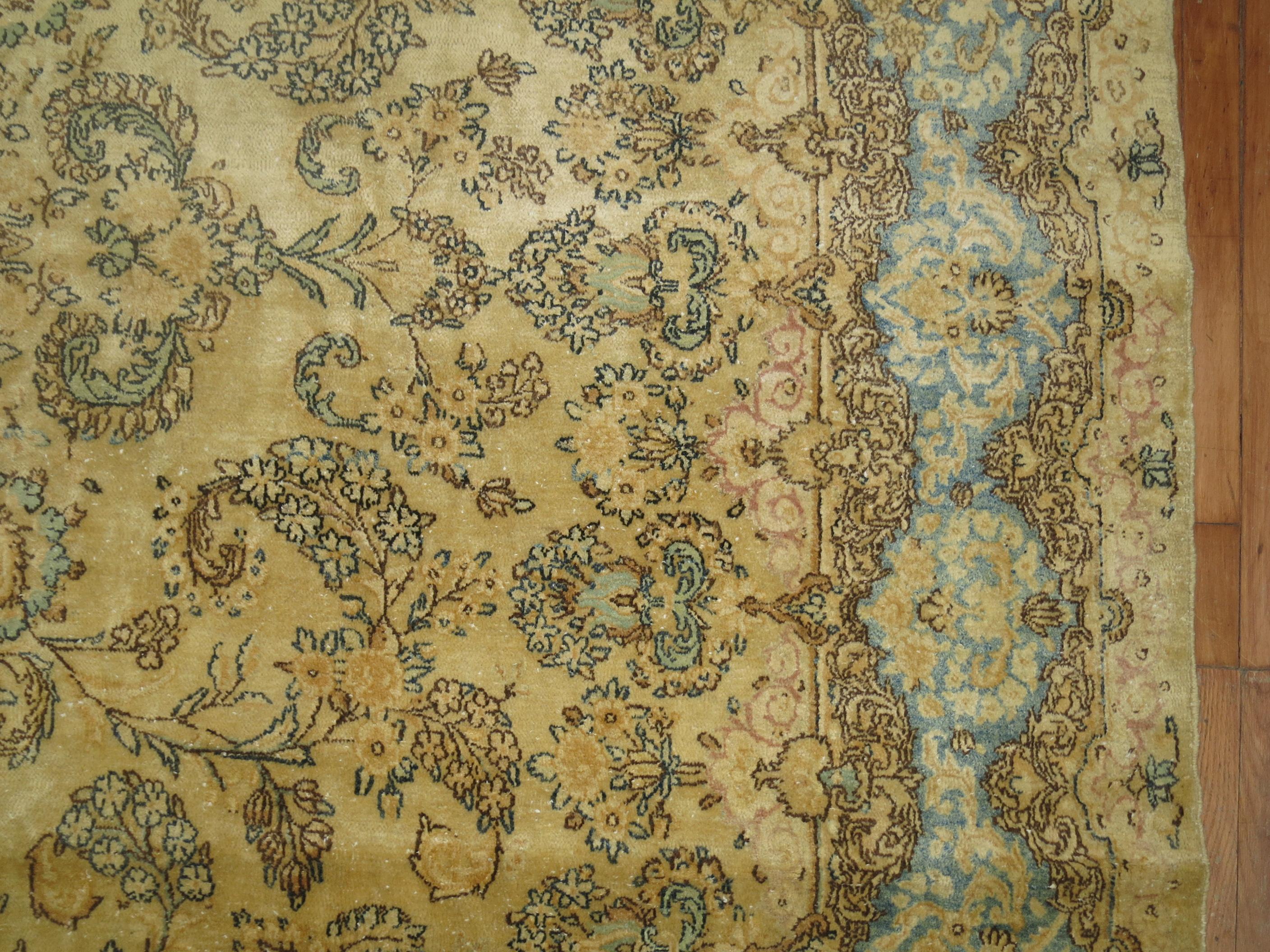 Traditional Floral Persian Kirman Room Size Rug For Sale 3