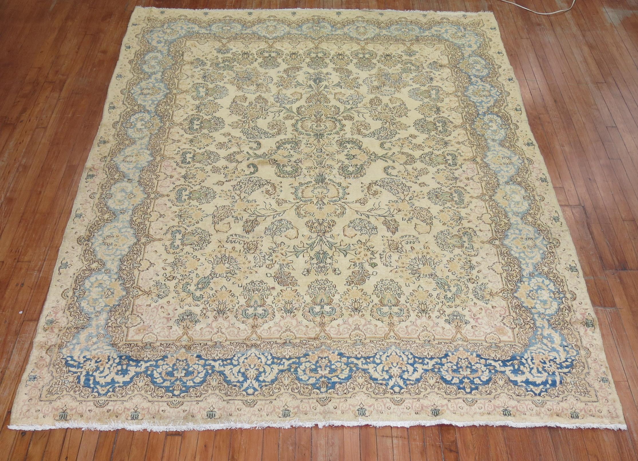 Traditional Floral Persian Kirman Room Size Rug For Sale 5