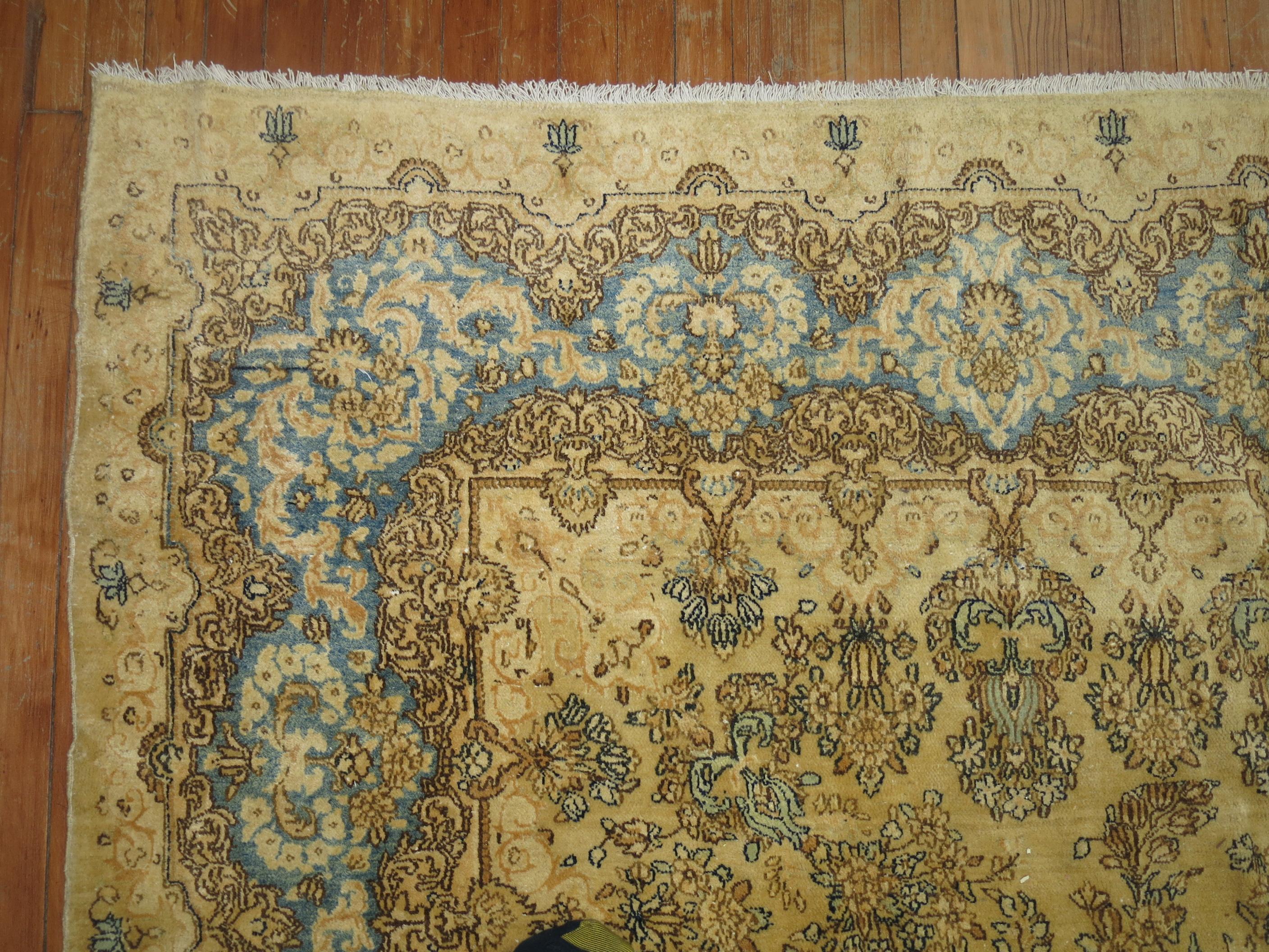 Traditional Floral Persian Kirman Room Size Rug For Sale 1