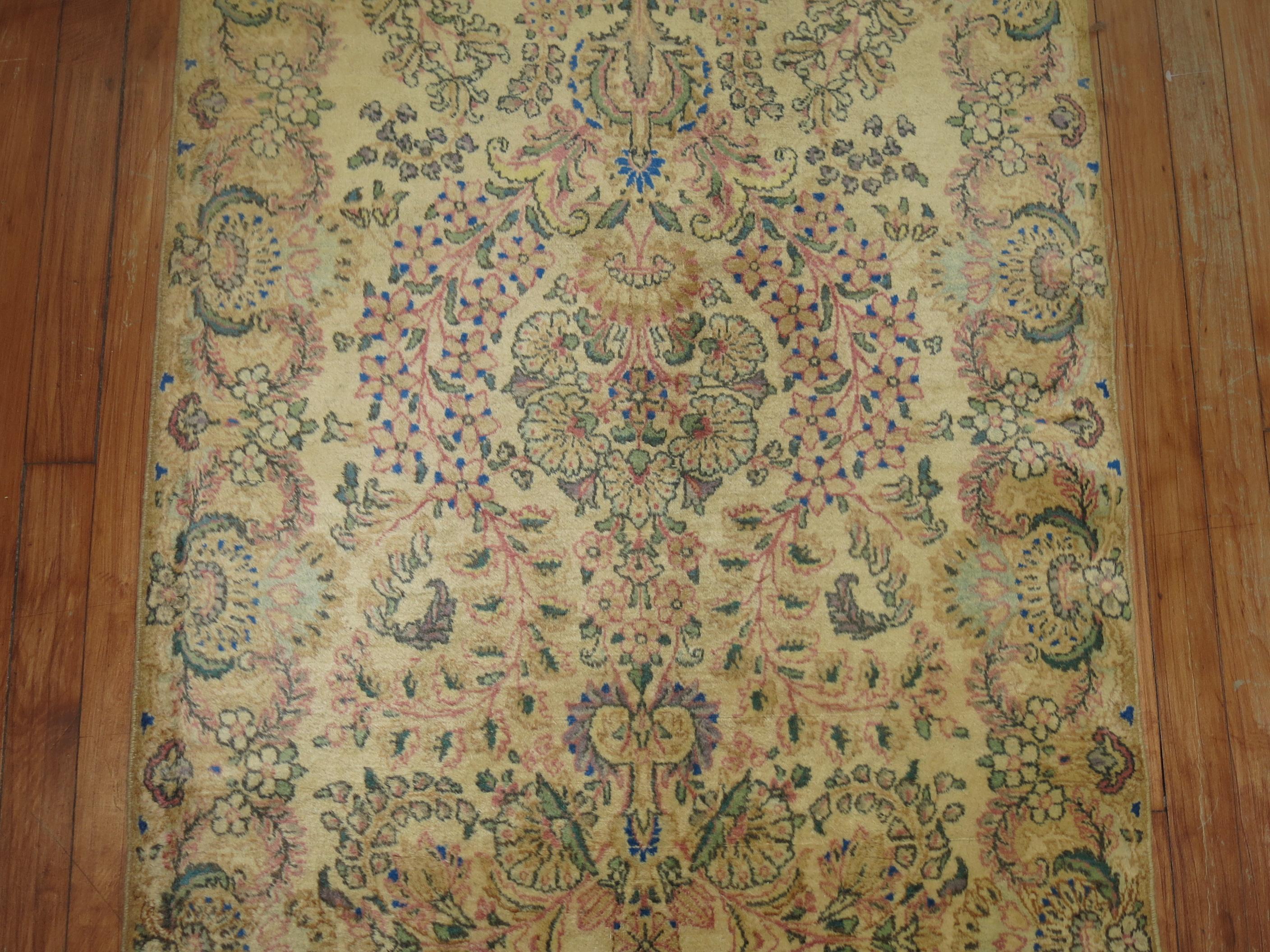 Traditional Floral Persian Kirman Runner In Good Condition For Sale In New York, NY