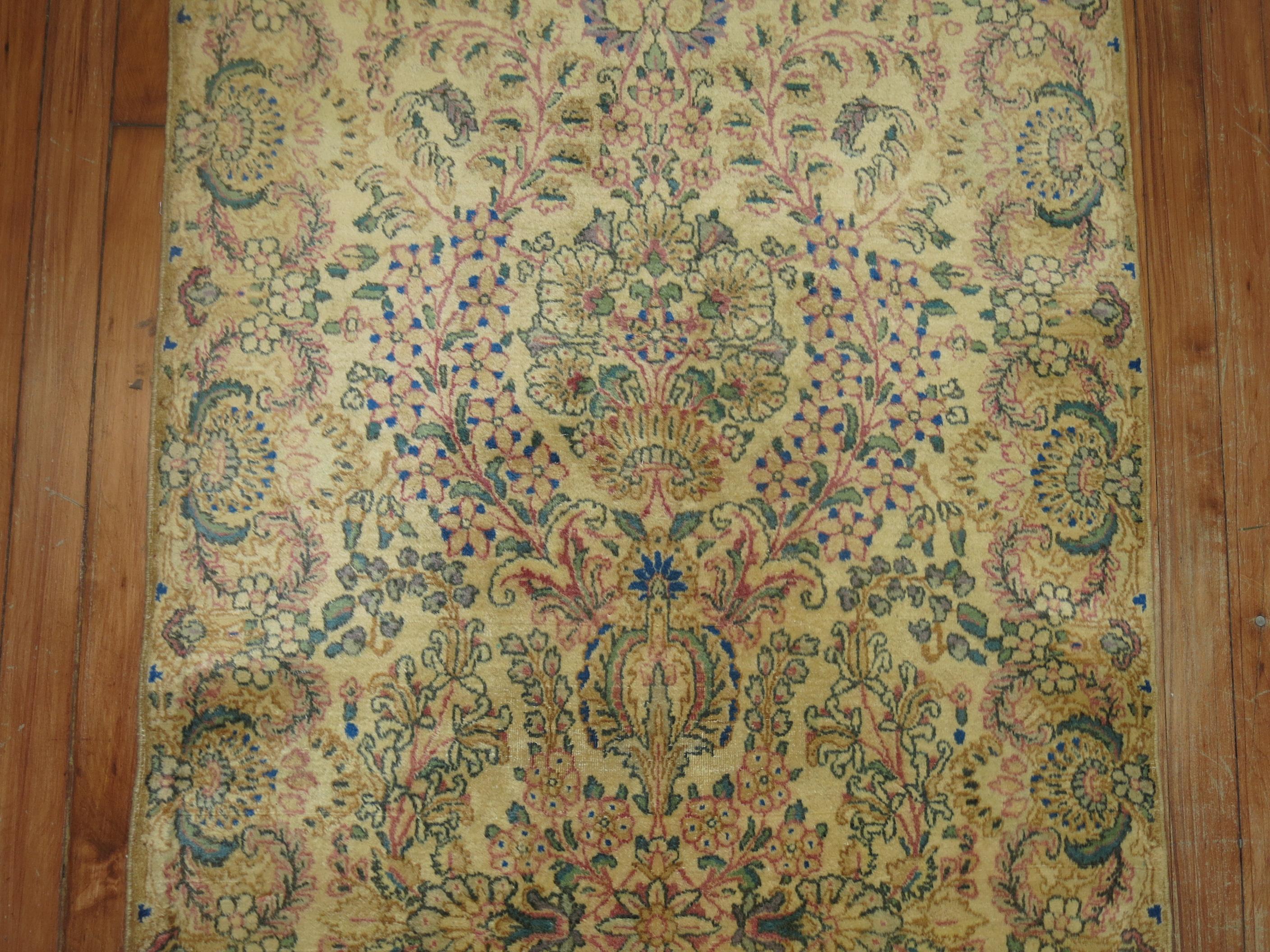 20th Century Traditional Floral Persian Kirman Runner For Sale