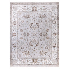 Traditional Floral Silk Hand Knotted Beige Area Rug 9
 2" x 12
 0"