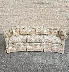 Traditional Floral Sofa With Pastel Chinoiserie-Inspired Upholstery and Skirted