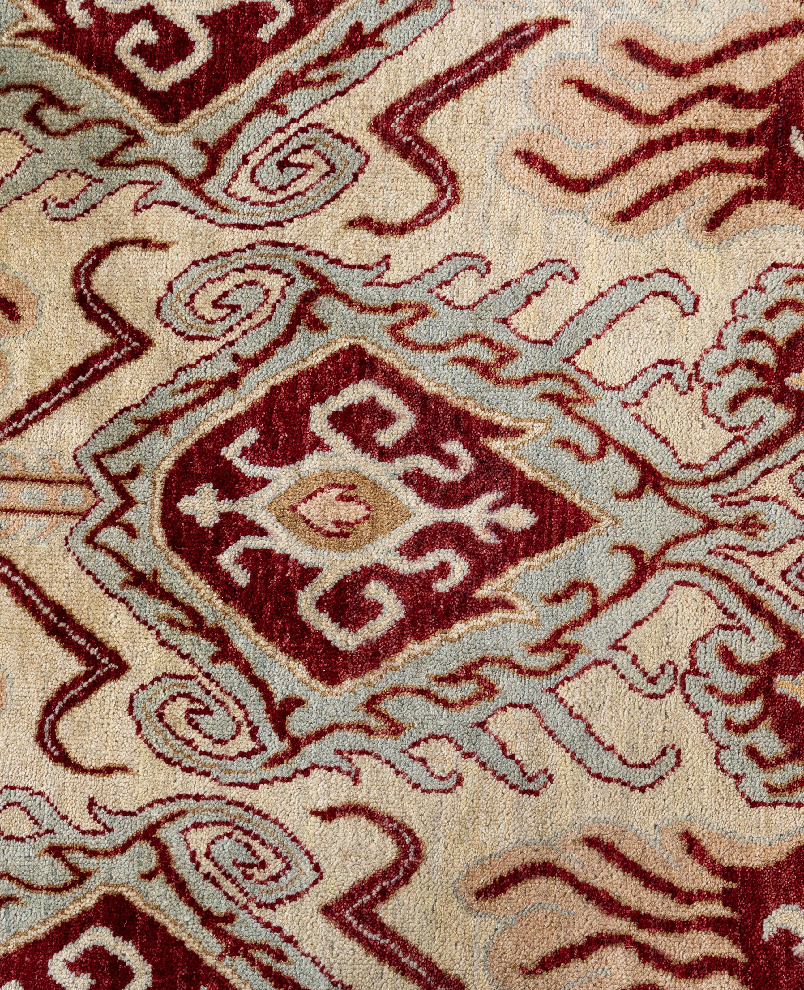 Indian Traditional Floral Wool Hand Knotted Beige Area Rug 8' 0