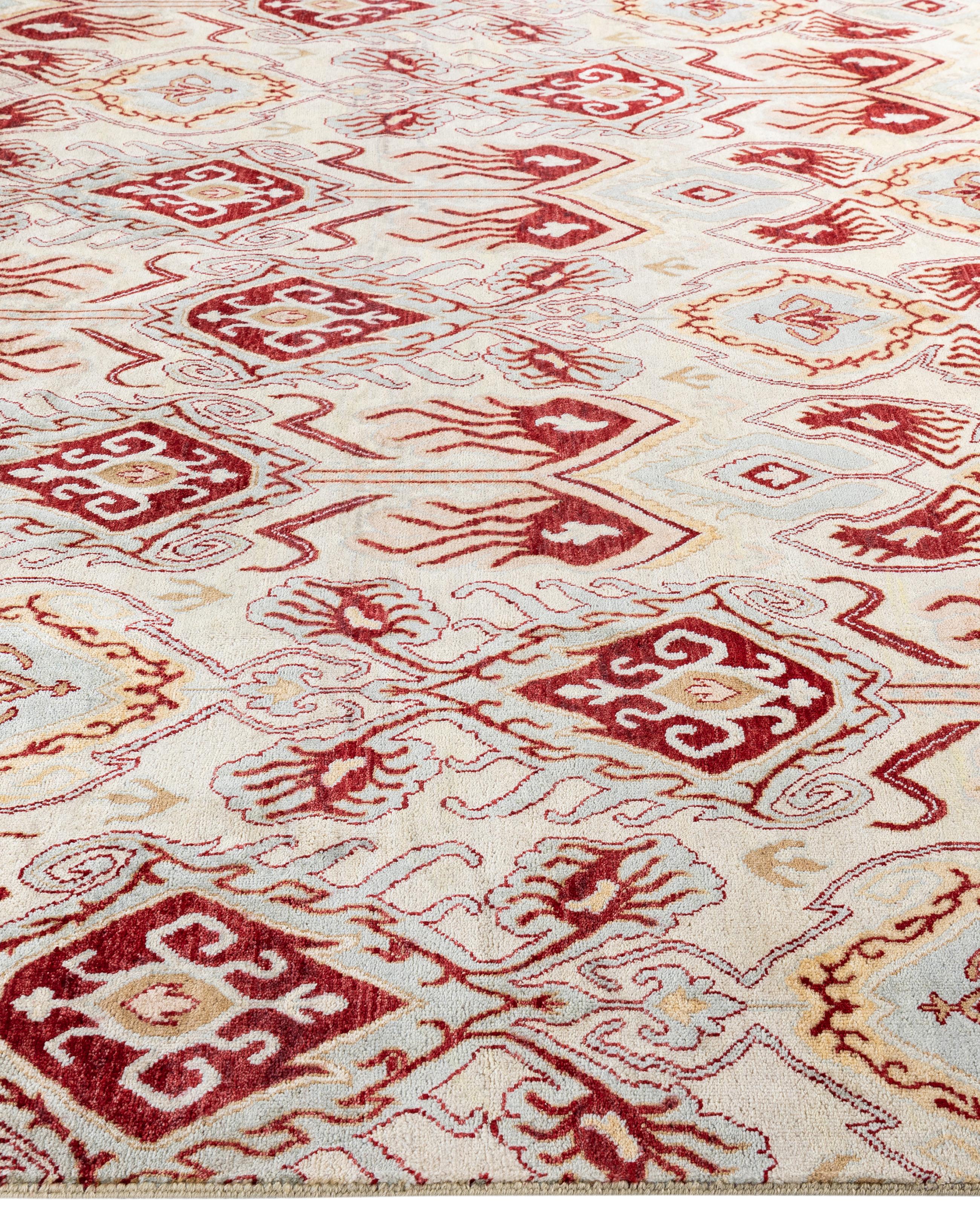 Hand-Knotted Traditional Floral Wool Hand Knotted Beige Area Rug 8' 0