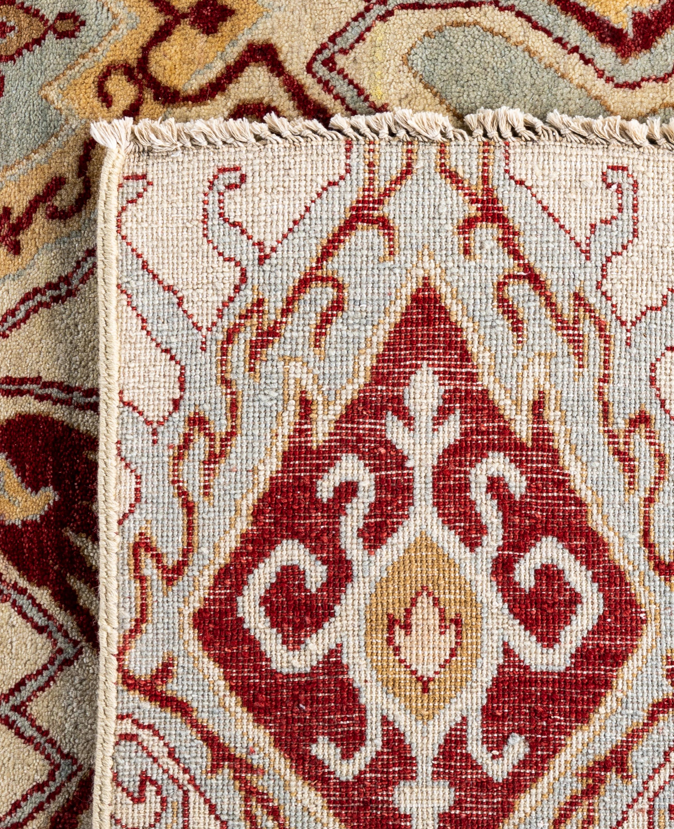 Traditional Floral Wool Hand Knotted Beige Area Rug 8' 0