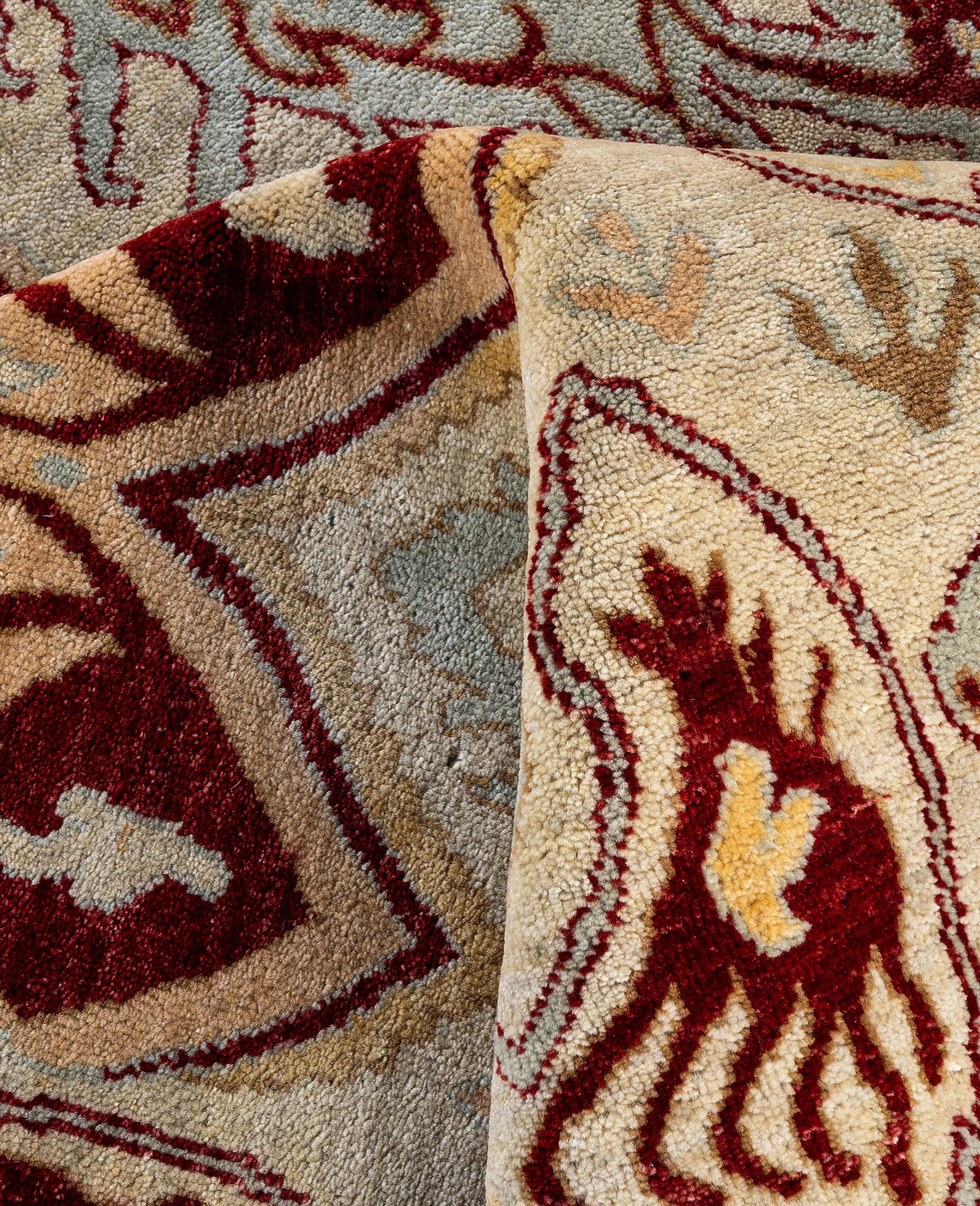 Traditional Floral Wool Hand Knotted Beige Area Rug 8' 0