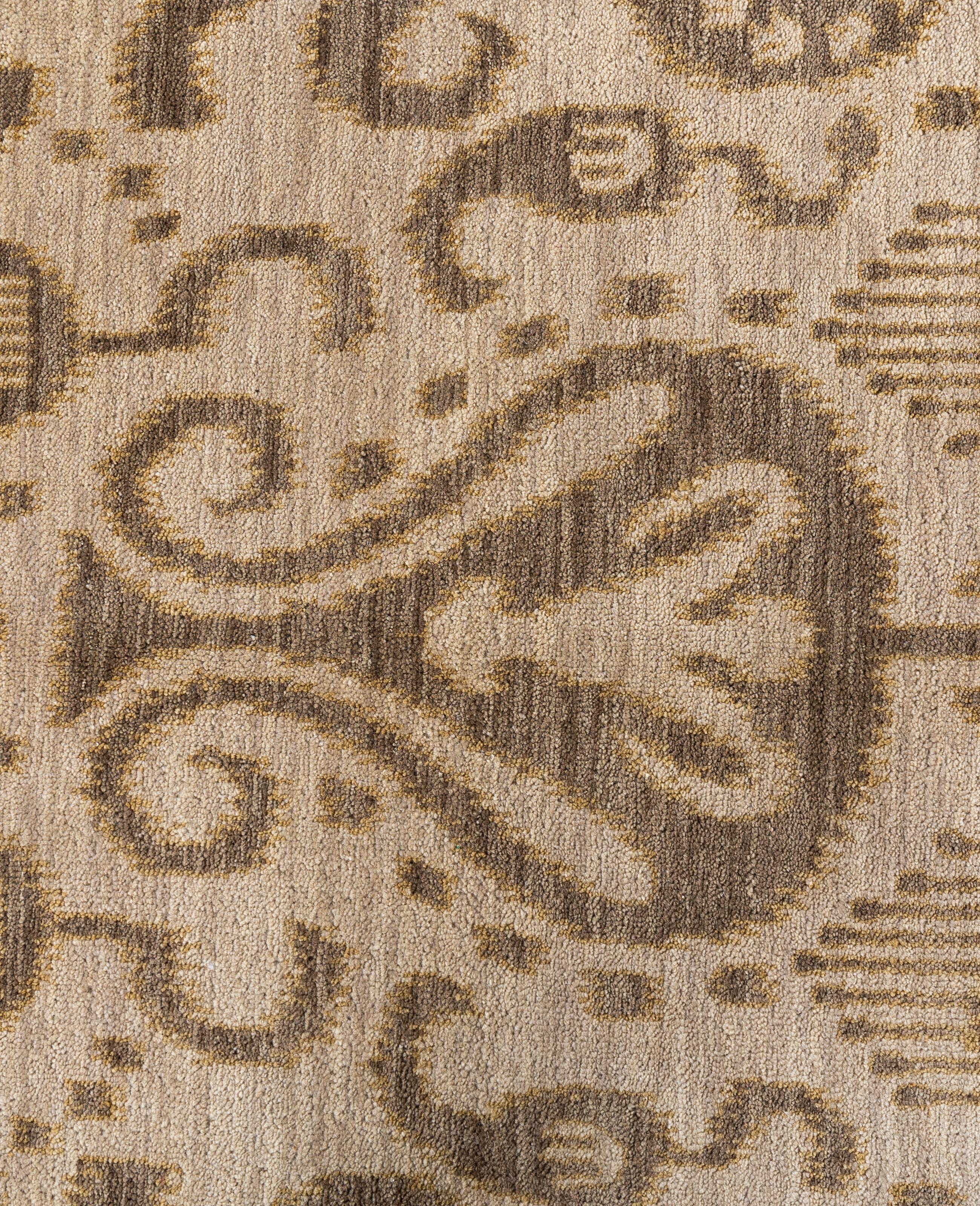 Indian Traditional Floral Wool Hand Knotted Beige Area Rug 8' 1