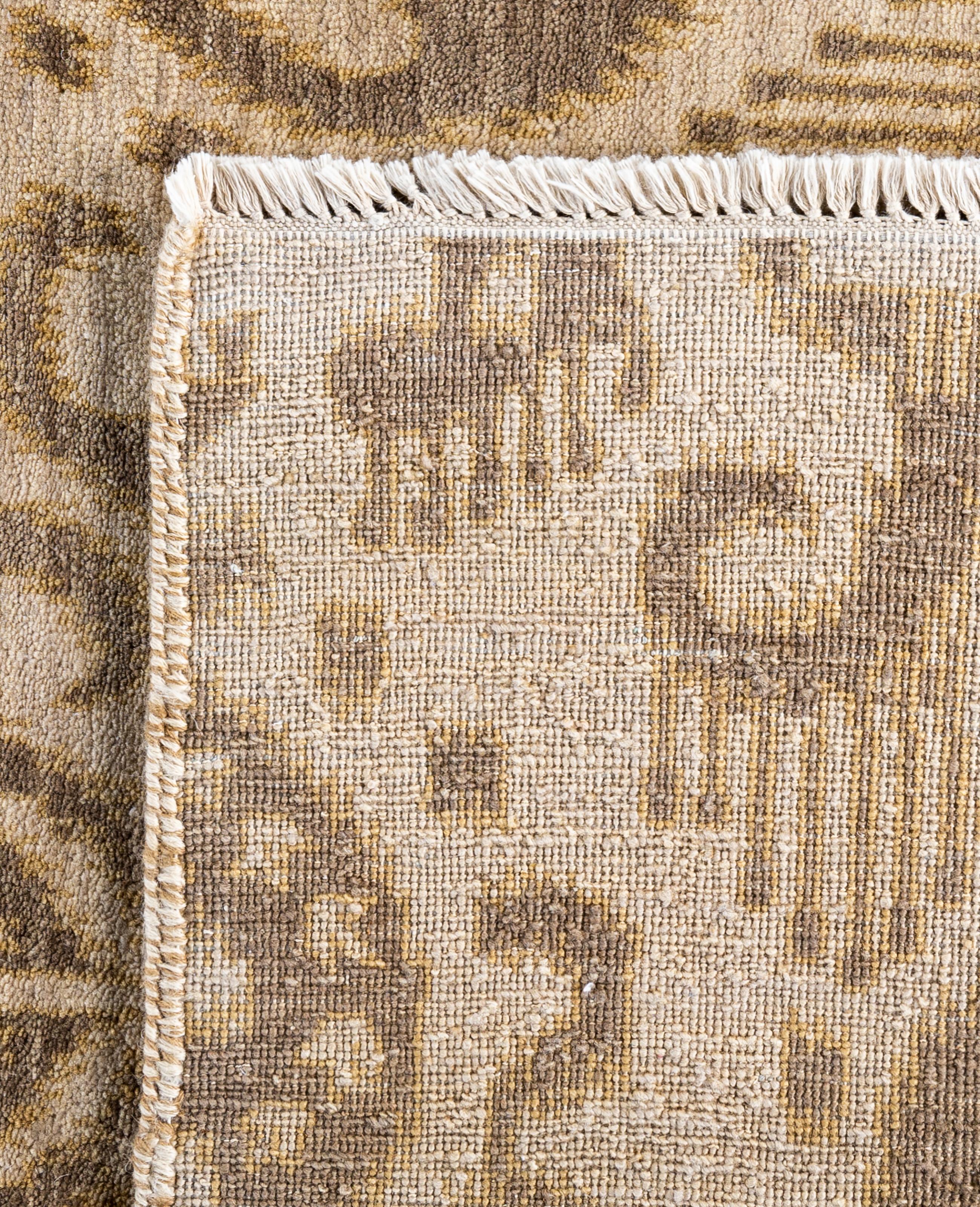 Traditional Floral Wool Hand Knotted Beige Area Rug 8' 1