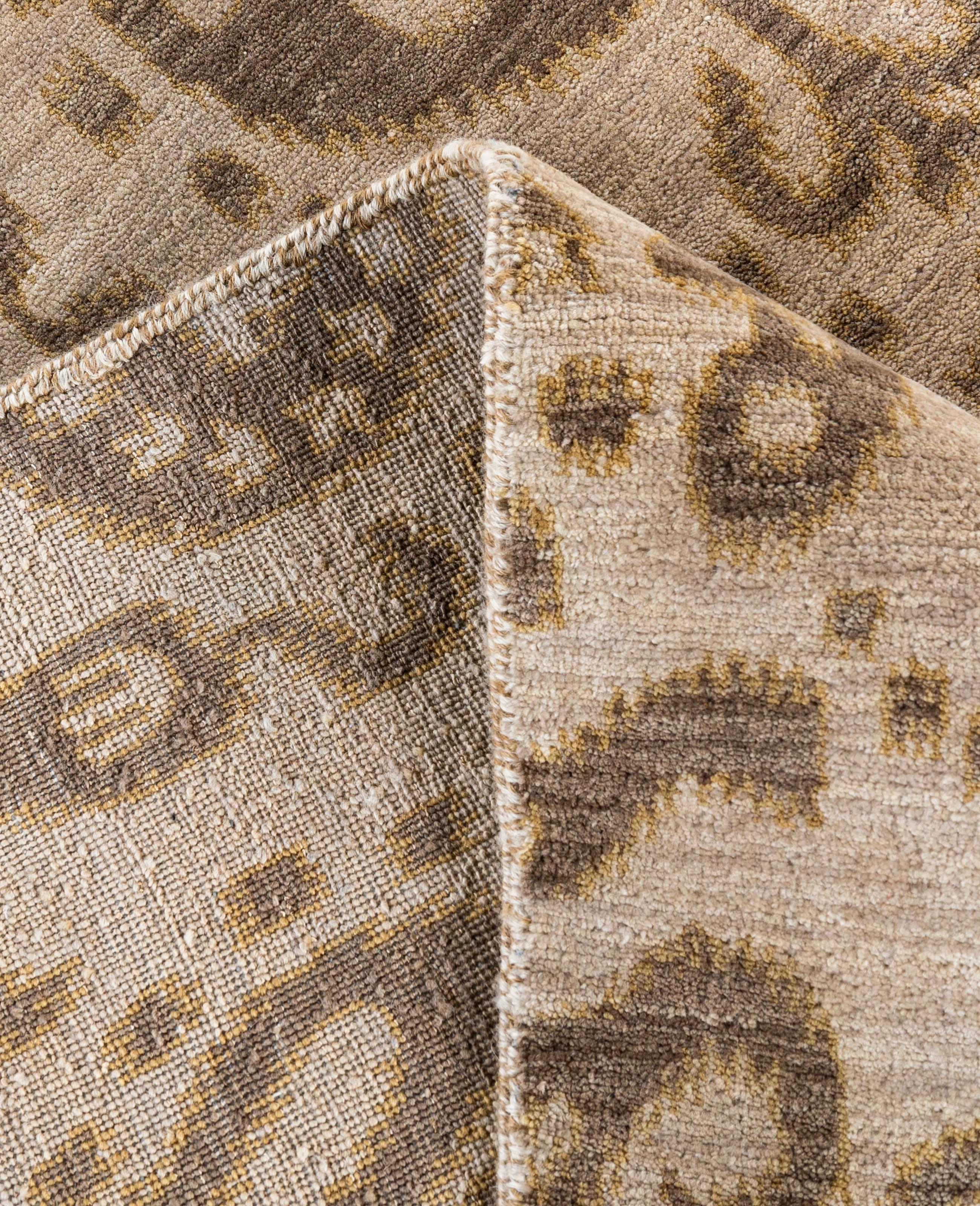Contemporary Traditional Floral Wool Hand Knotted Beige Area Rug 8' 1