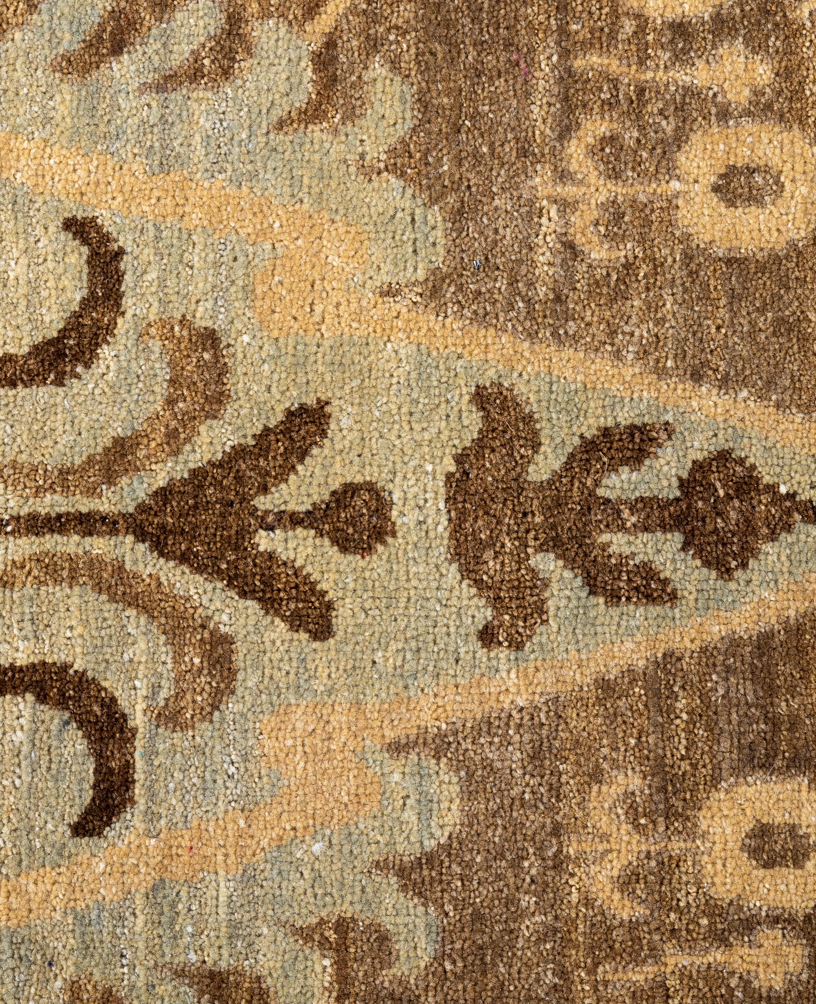 Alfombra Tradicional Floral de Lana Anudada a Mano Beige 9' 0