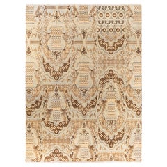 Traditional Floral Wool Hand Knotted Beige Area Rug 9' 0" x 12' 1"