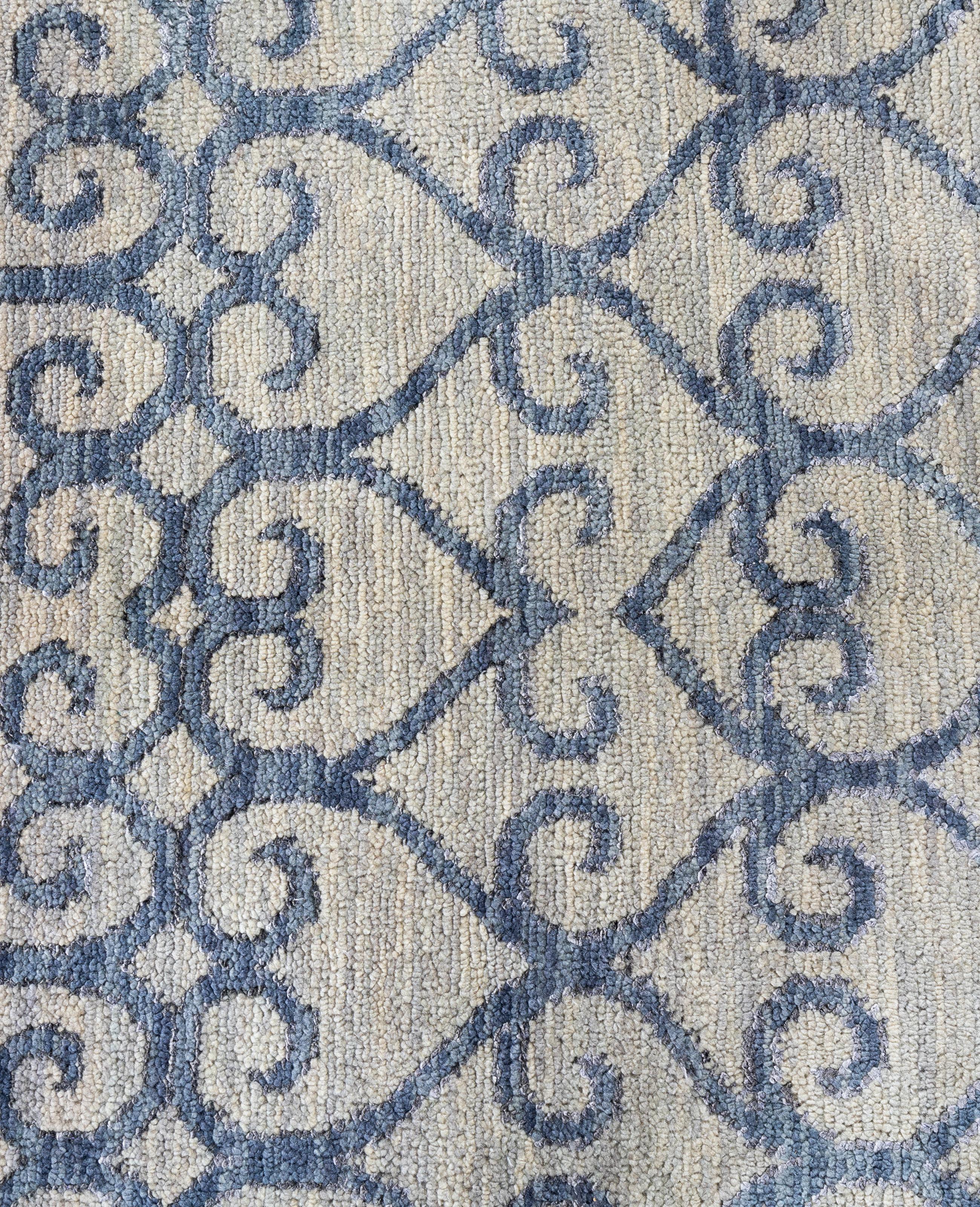 Indian Traditional Floral Wool Hand Knotted Beige Area Rug 9' 2